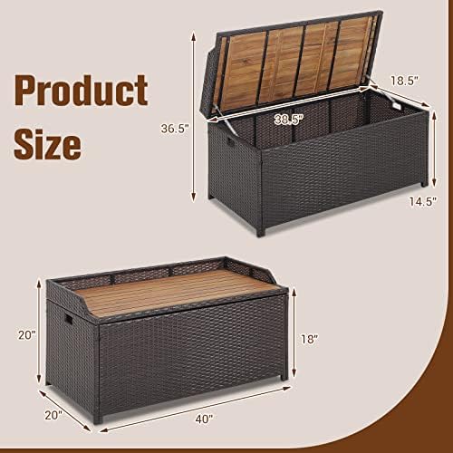 happygrill patio storage bench rattan wicker deck box, view 9