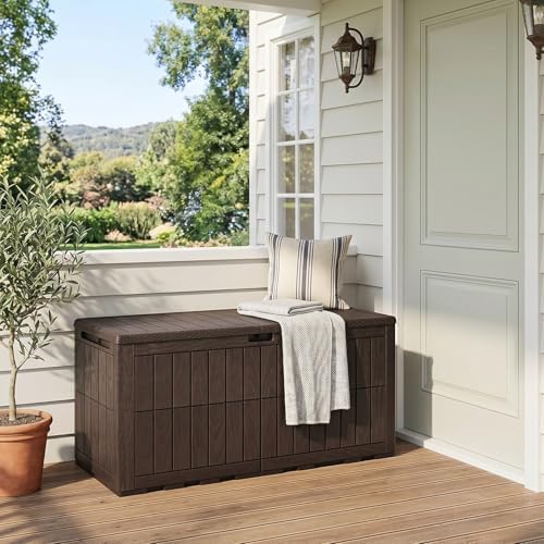 tangkula 100 gallon outdoor storage box with lockable, view 9