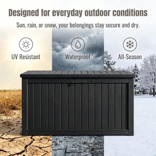 makino 198 gallon large resin outdoor storage box, view 9