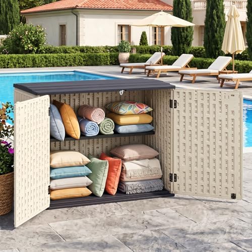 dreamade horizontal outdoor storage cabinet, 20 cu.ft resin, view 9