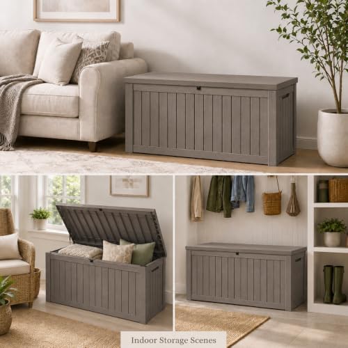 outdoor storage box resin deck box waterproof gray, view 10