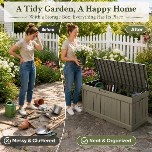 devoko 78 gallon deck box, waterproof resin outdoor, view 9
