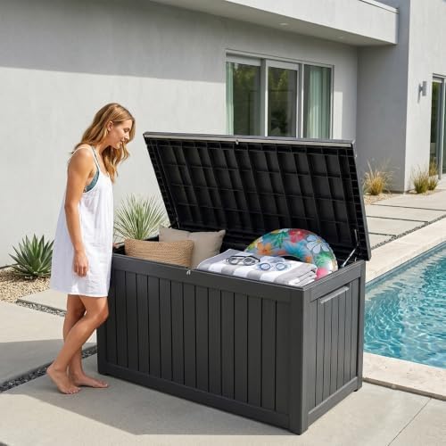 outdoor storage box,270 gallon waterproof deck box [upgraded, view 9