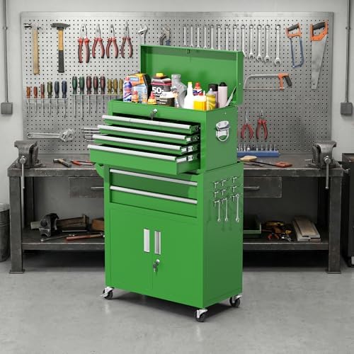 greenvelly tool chest, 8-drawer rolling tool chest with, front angle view