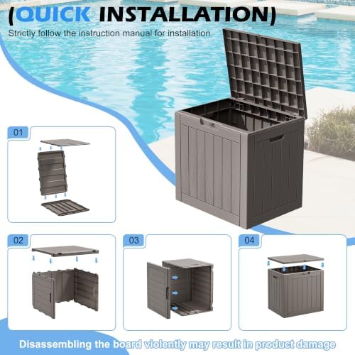 outdoor storage box waterproof, 32 gallon deck box on a desk or shelf