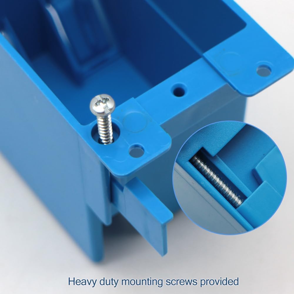 Old Work Box,Plastic Junction for Switches,PVC Electrical 14 cuin Outlet Box,Old Work Box 1 Gang Deep,ETL Listed for Home Improvement,AWG Standard,Fire Rated for Two Hours(1 Pack) | Two-hour fire rated design with AWG standard fit and secure retrofit