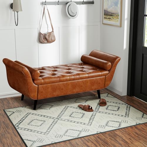 storage bench for bedroom, 65" end of bed, front angle view