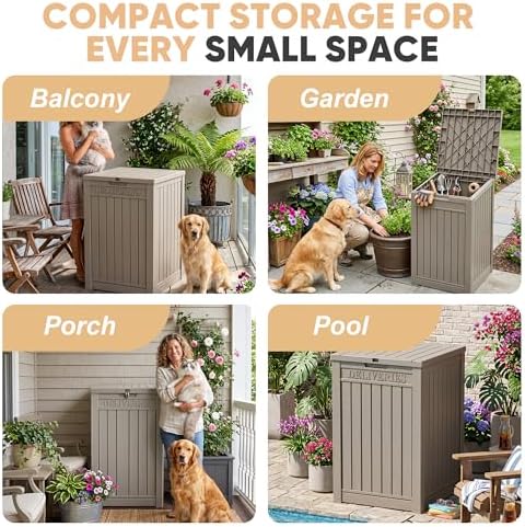easyup 56 gal waterproof outdoor storage box uv, front angle view