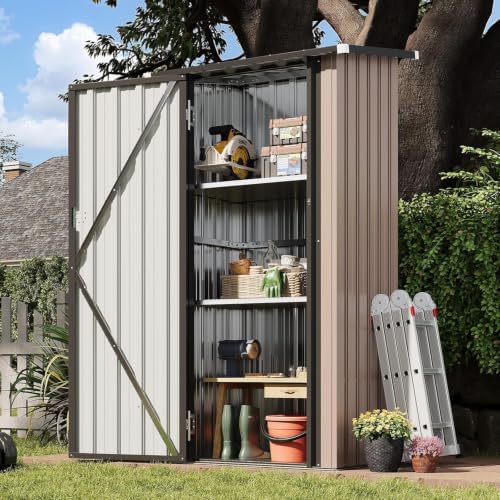 aoxun outdoor storage cabinet shed with floor, small, front angle view