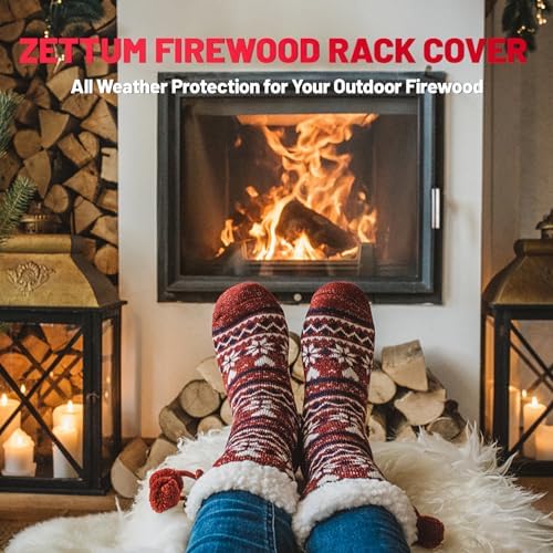 zettum firewood rack cover 8 feet - 600d, front angle view