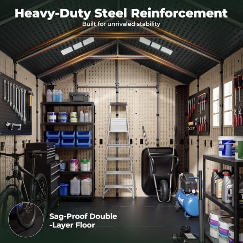 resin shed 8x6 ft outdoor storage shed with, view 11