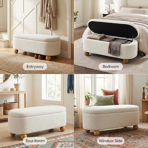 vknow 44.8" storage ottoman bench end of bed on a desk or shelf