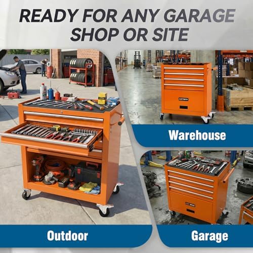 4 drawers tool chest on wheels, multifunctional rolling, view 9