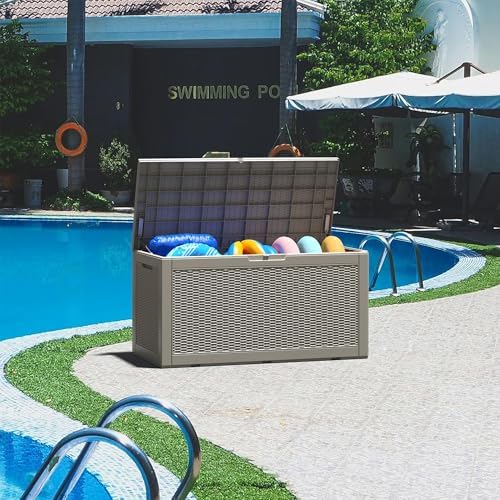 120 gal outdoor storage box waterproof lockable,deck box,gas, view 9