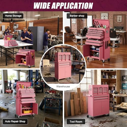 10-drawer rolling tool chest with wheels, lockable 2-in-1, view 9