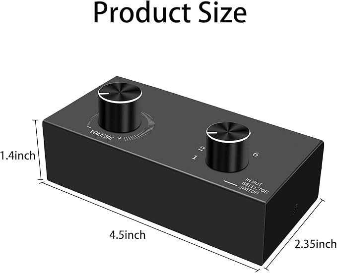 6-Way Audio Switcher, 3.5mm Stereo Audio Switcher, Plug & Play Compatible - Image 6