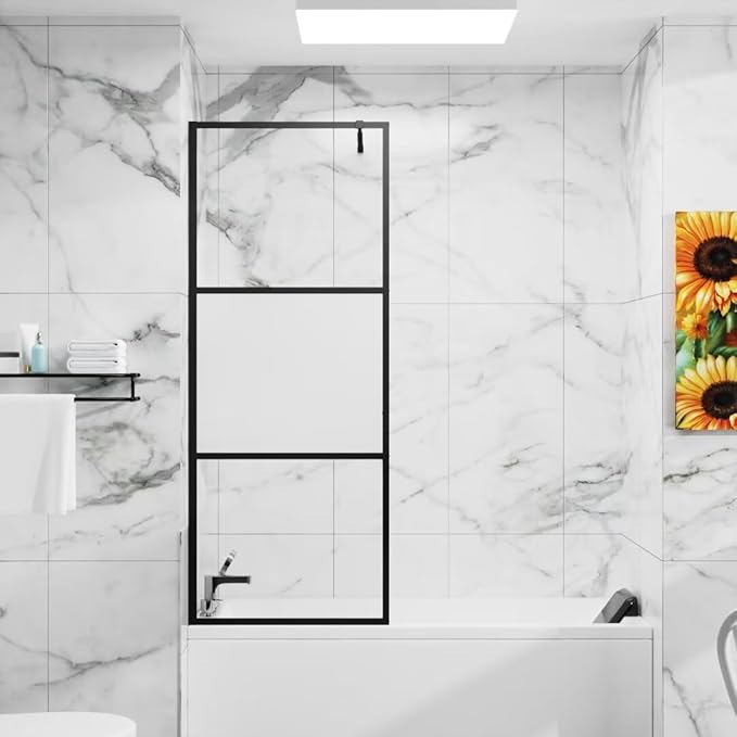 Goodyo Shower Door 34“ X 72” Fixed Frost Tempered Glass Shower Screen Panel - Image 9