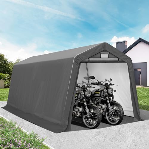 gartoo 8' x 14' outdoor storage shelter shed, front angle view