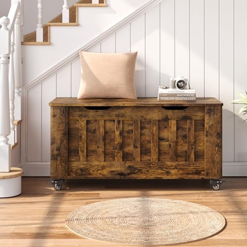 garveehome storage chest, 39.4" wooden storage bench with, view 9