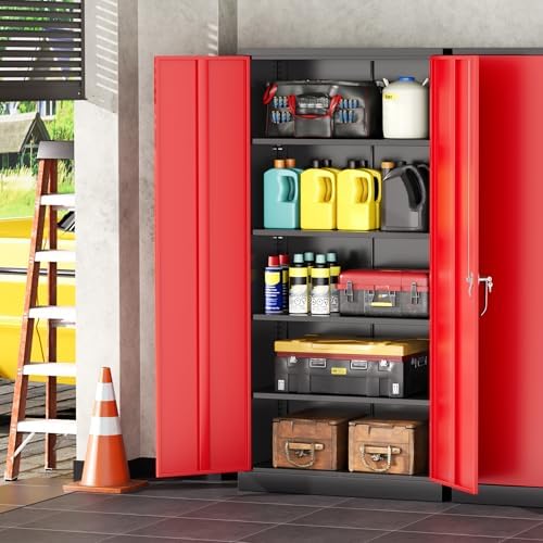 intergreat metal garage storage cabinet with lock, 72", front angle view