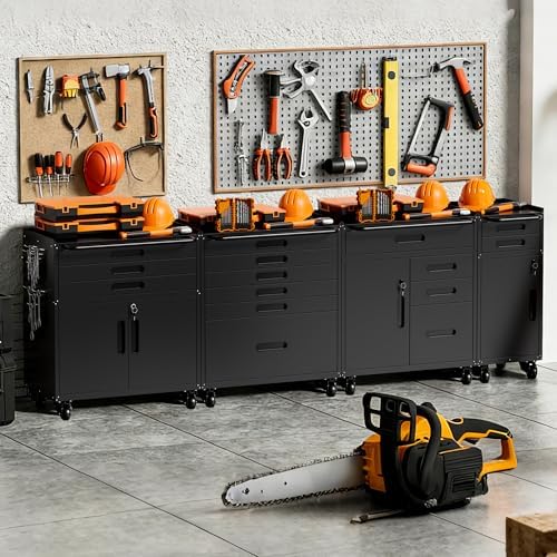 metal storage cabinet for garage, tool cabinet, utility, front angle view