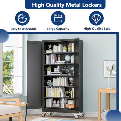 ckzbx metal large garage storage cabinet with locking on a desk or shelf