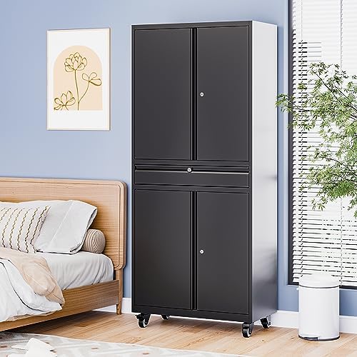 metal garage storage cabinet with wheels,lockable storage cabinet, view 9