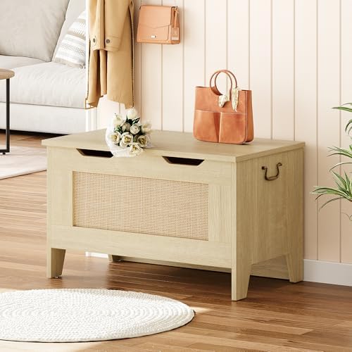 idealhosue 30” storage chest, wooden storage bench with, view 9