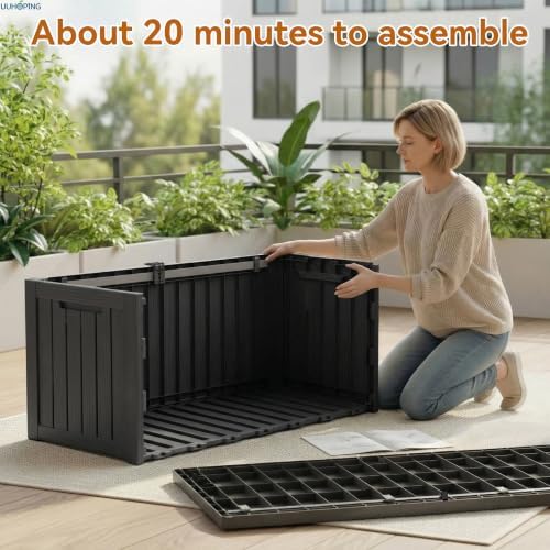 rojik outdoor storage box – 150 gallon mobile, front angle view