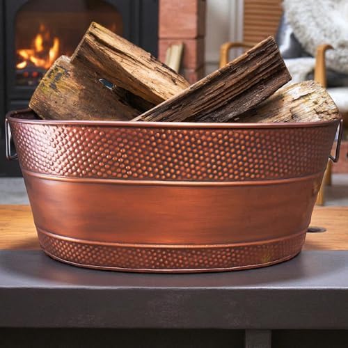 brekx copper galvanized firewood storage bin with handles, view 9