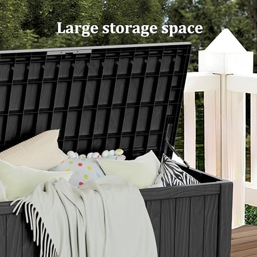 150 gallon resin large deck box organization and on a desk or shelf