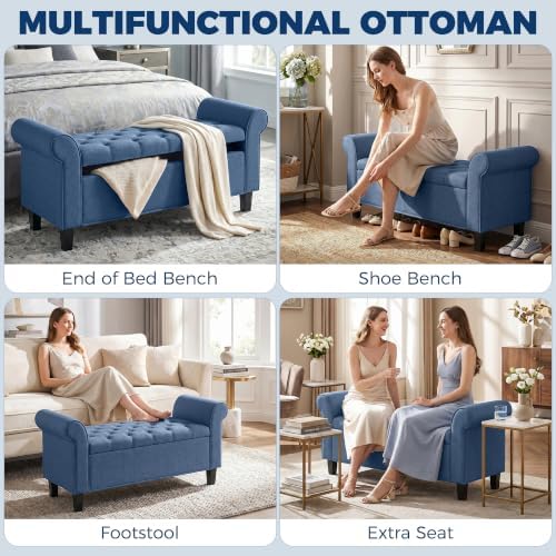 homcom 47" storage ottoman end of bed bench, view 9