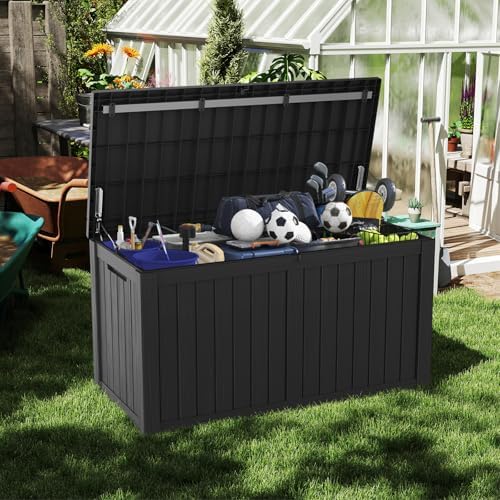 mars villa 180 gallon outdoor storage box, deck, front angle view