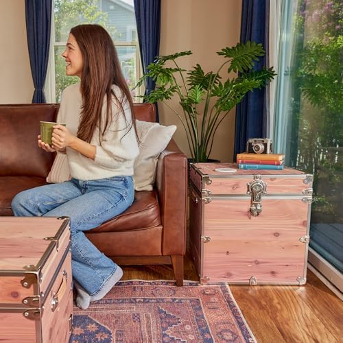 rhino knotty cedar cube chest, end table storage, view 9