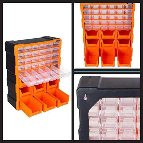 stalwart plastic storage drawers - 39-drawer screw organizer, front angle view