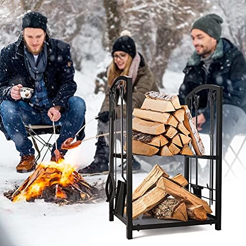 delxo fireplace rack indoor with 4 pcs fireplace on a desk or shelf