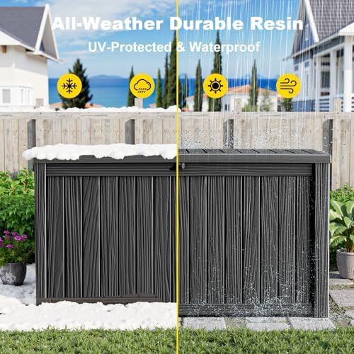200gal outdoor storage box waterproof lockable deck box on a desk or shelf