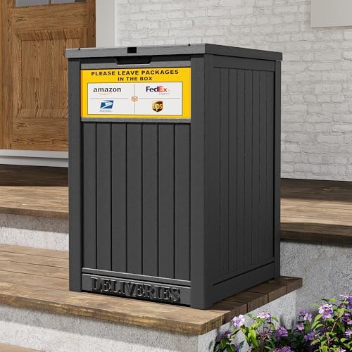 package delivery box for outside, outdoor storage box, front angle view