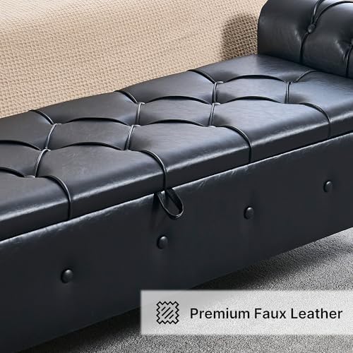 storage bench 67" faux leather end of bed, view 9