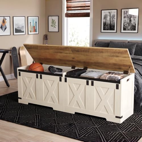hzuaneri 59" farmhouse storage chest and bench |, view 9