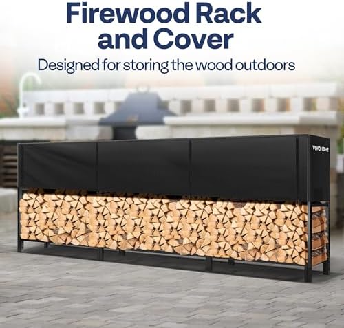 vivohome upgraded heavy duty 12 ft firewood rack on a desk or shelf