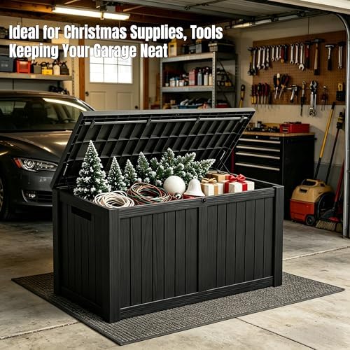 makino 178 gallon large resin outdoor storage box, view 9