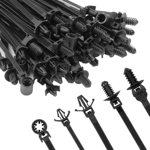 Armpow 330 PCS Automotive Installation Black Push Mount Cable Zip Ties Assorted Sizes, Heavy Duty Self-Locking UV Resistant Wire Ties - For Indoor Wire Bundling, Construction, Automotive