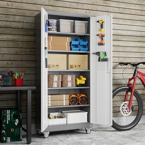 aobabo upgrade 71h''*32''w*16''d metal garage storage cabinet with, view 9