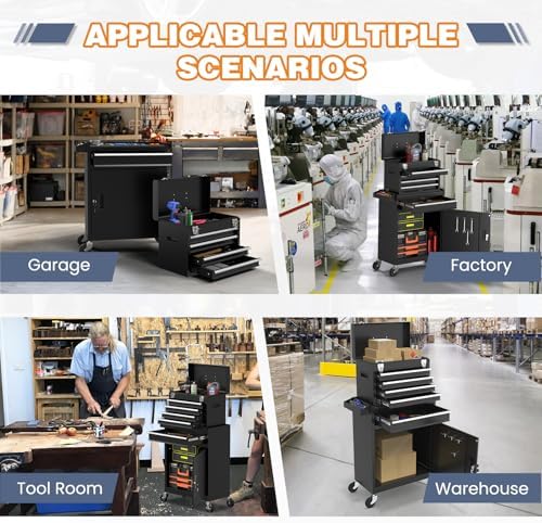 tool chest, 5-drawer rolling tool chest with detachable, front angle view
