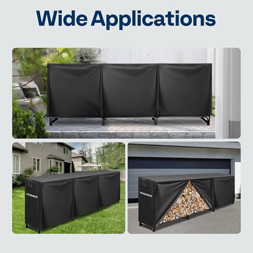 vivohome 10 ft heavy duty firewood rack outdoor on a desk or shelf