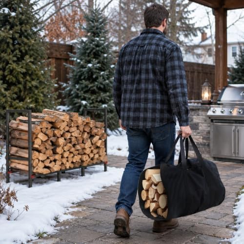 4ft firewood rack indoor outdoor with log carrier on a desk or shelf