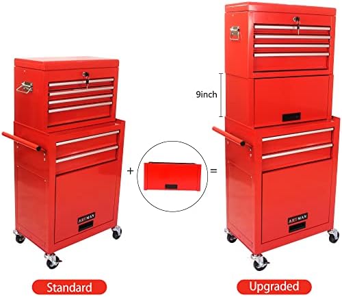 6-drawer tool chest, detachable top box for garage, view 9