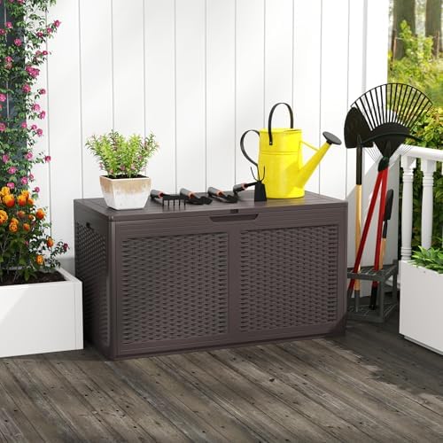 tangkula 100 gallon outdoor storage box, lockable outdoor, view 9