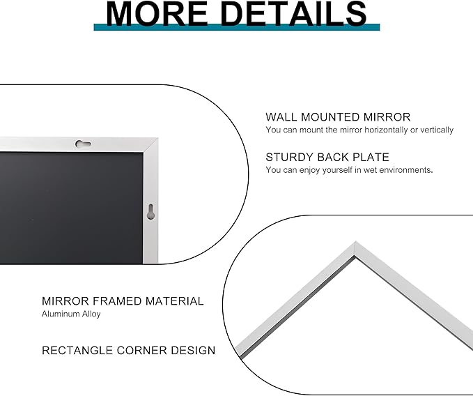 30" x 36"Bathroom Mirror, Decorative Rectangular Vanity Mirror - Image 7